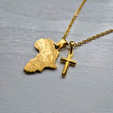 One Africa Map x Mini Cross Necklace