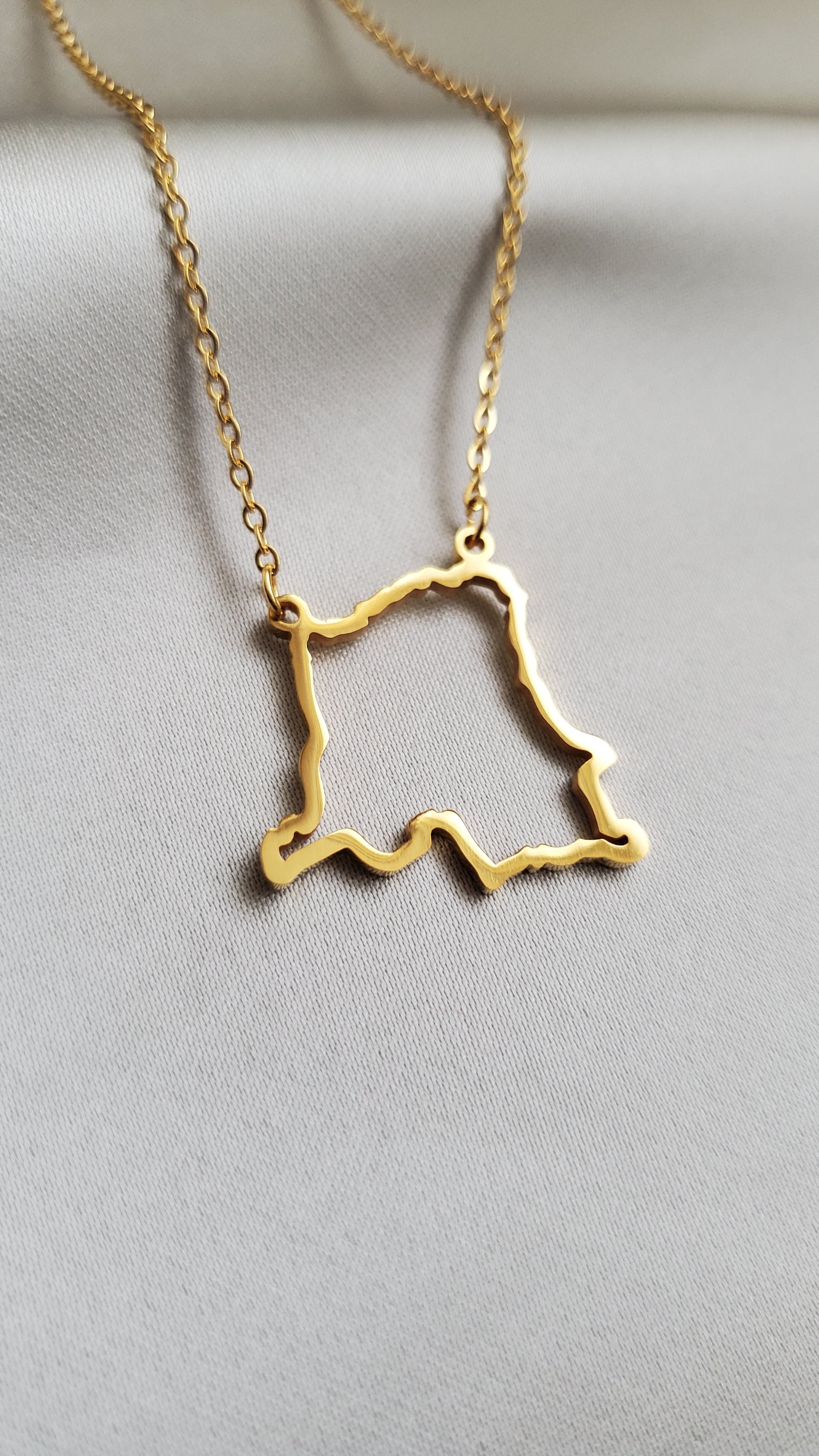 Congo Kinshasa Outline Map Pendant - Iṣura