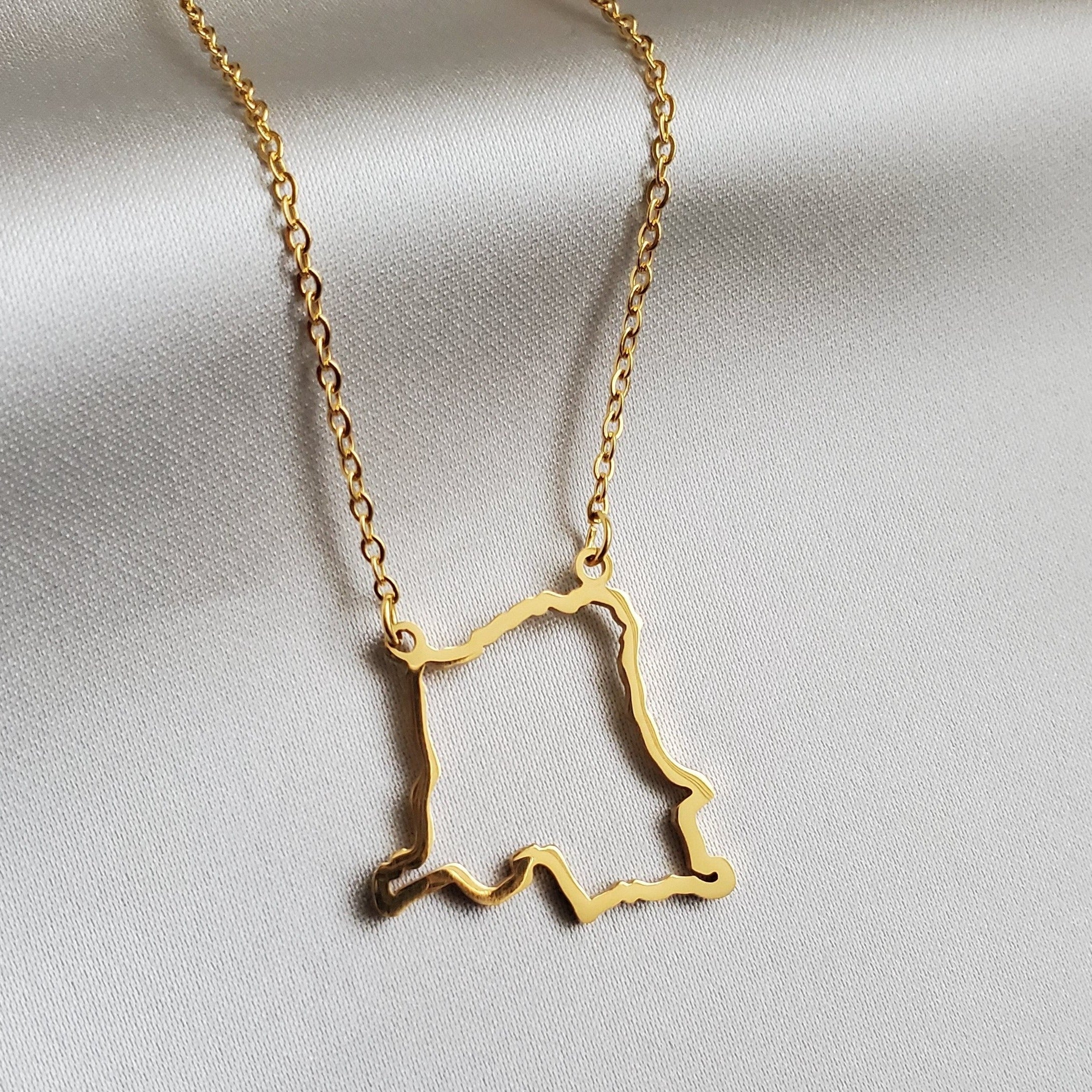 Congo Kinshasa Outline Map Pendant - Iṣura