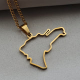 Iṣura - Dominican Republic Outline Pendant Necklace Stainless Steel Gold Plated Non Tarnish - Isura Jewellery