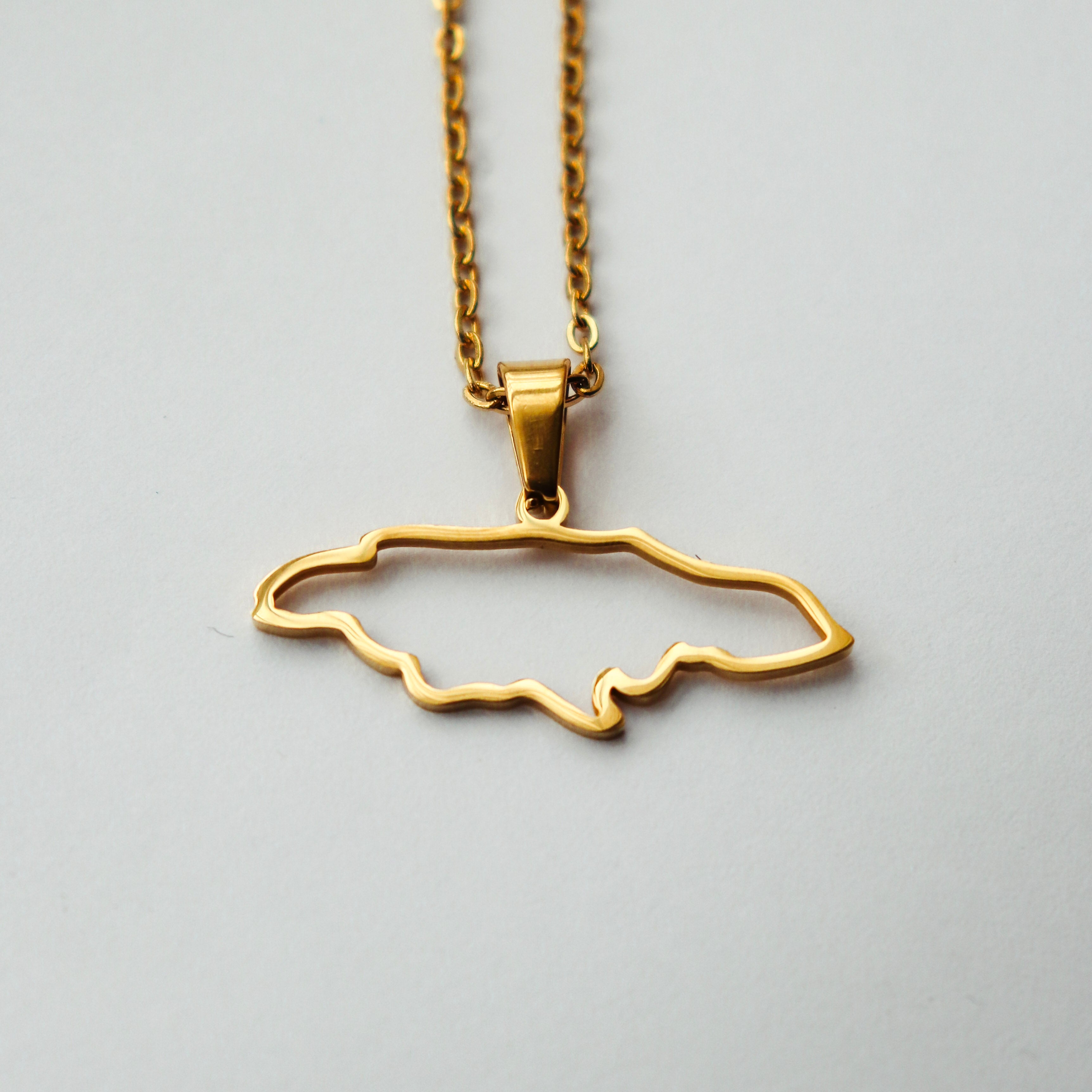 Jamaica Outline Map Pendant - Iṣura