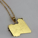 Gold necklace with a Libya map pendant 
