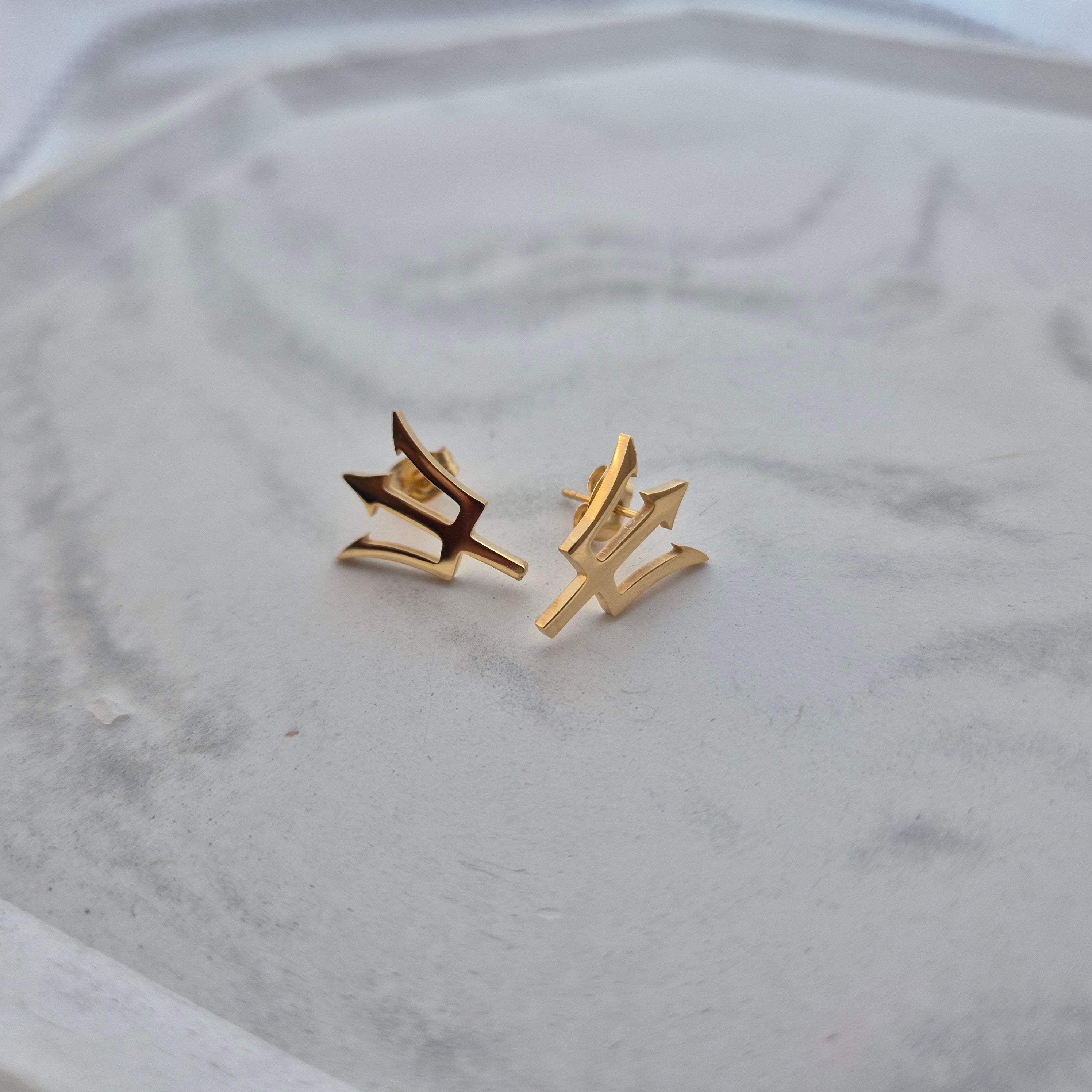 Barbados Trident Stud Earrings - Iṣura