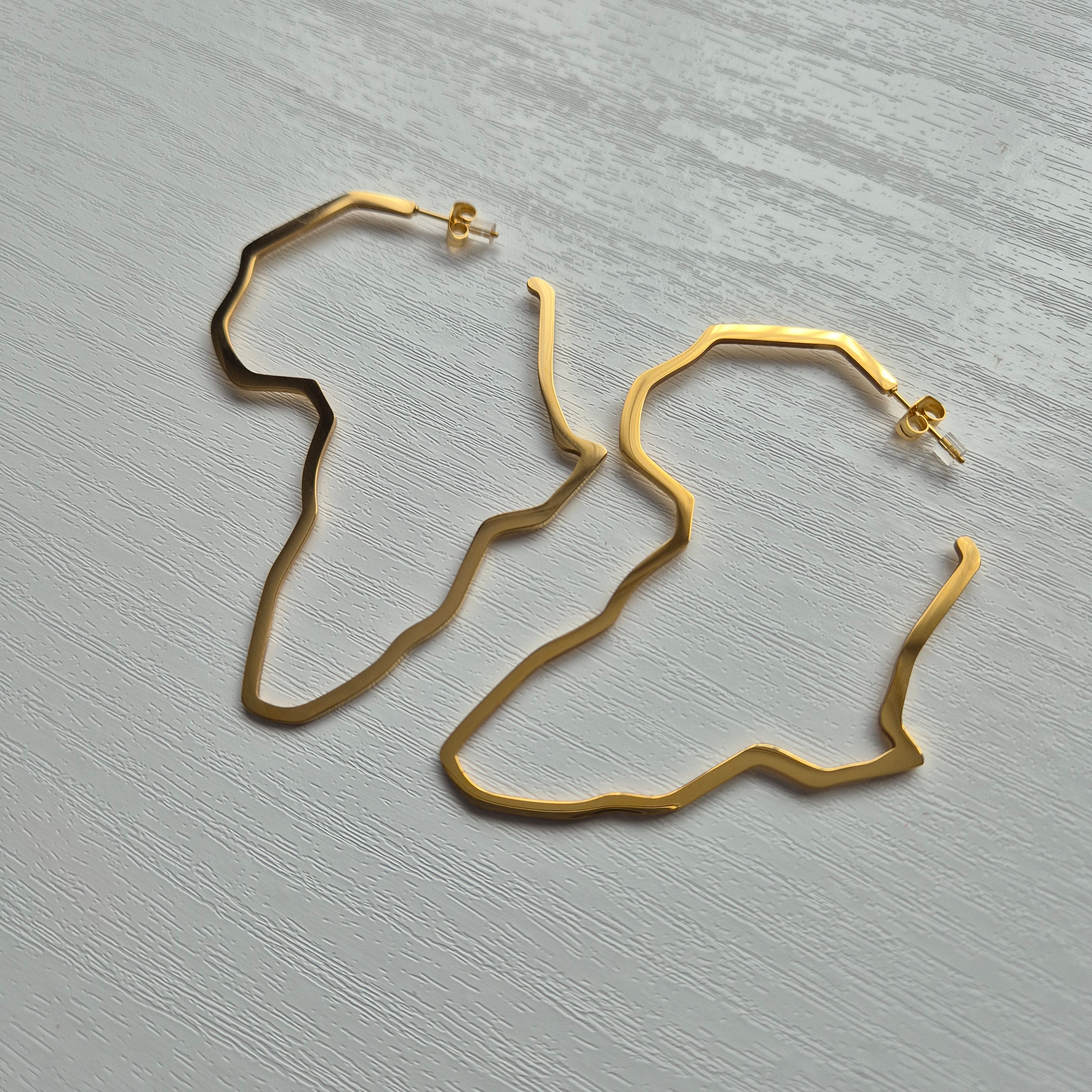 Africa Outline Earrings - Iṣura