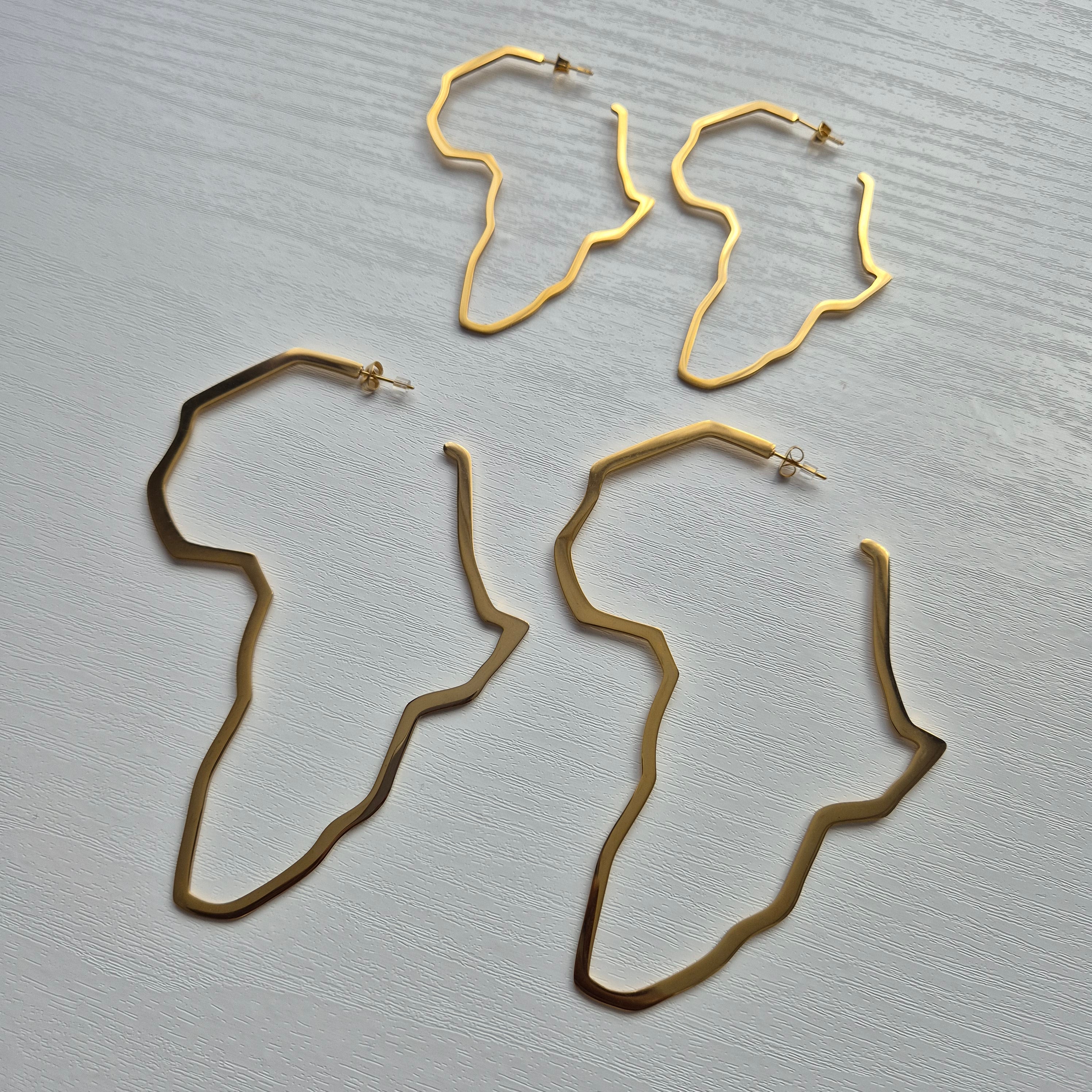 Africa Outline Earrings - Iṣura