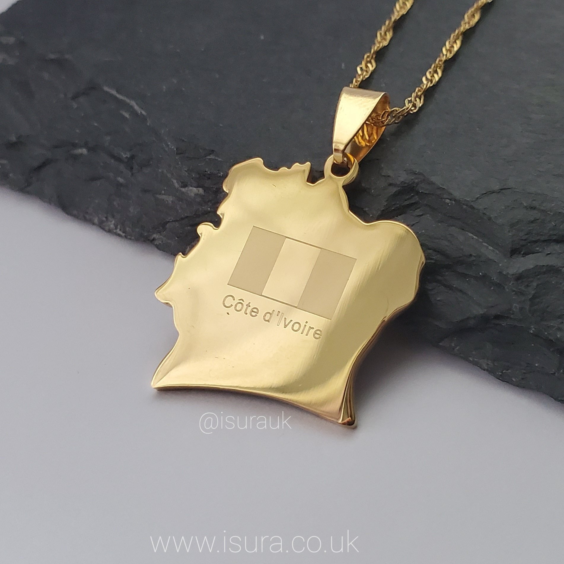 Ivory Coast 'Cote d'Ivoire' Flag Pendant - Iṣura