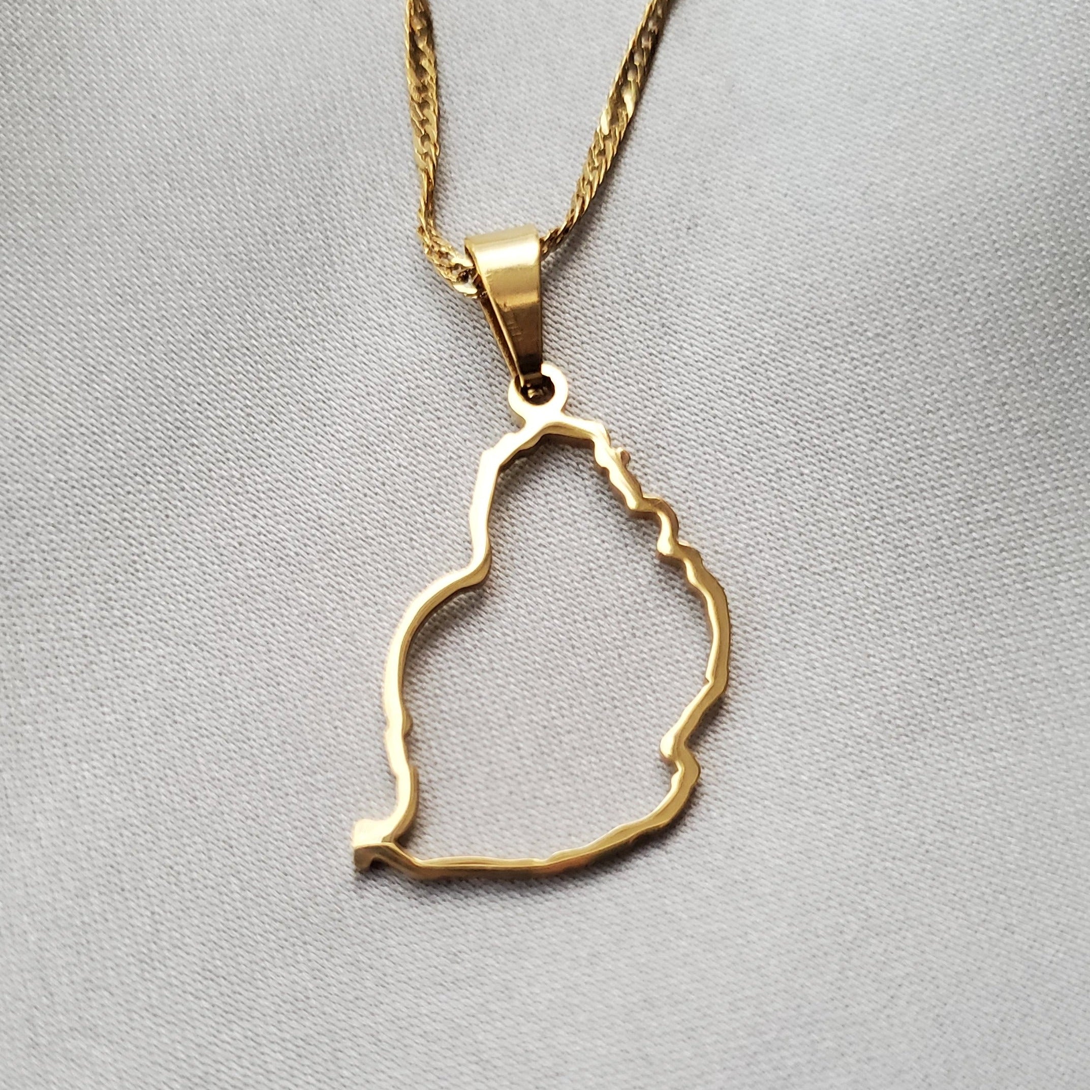 Mauritius Outline Map Pendant - Iṣura