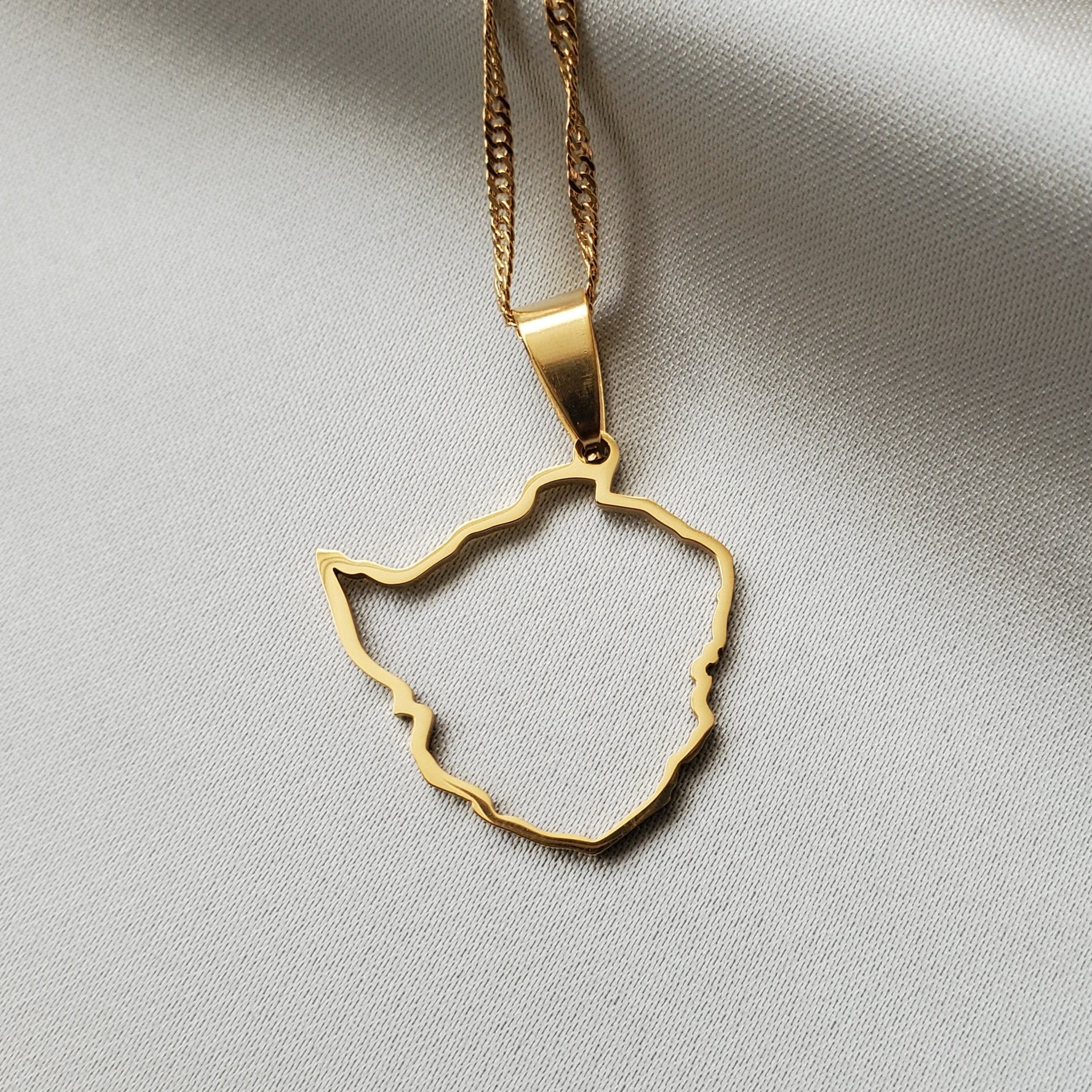Zimbabwe Outline Map Pendant - Iṣura