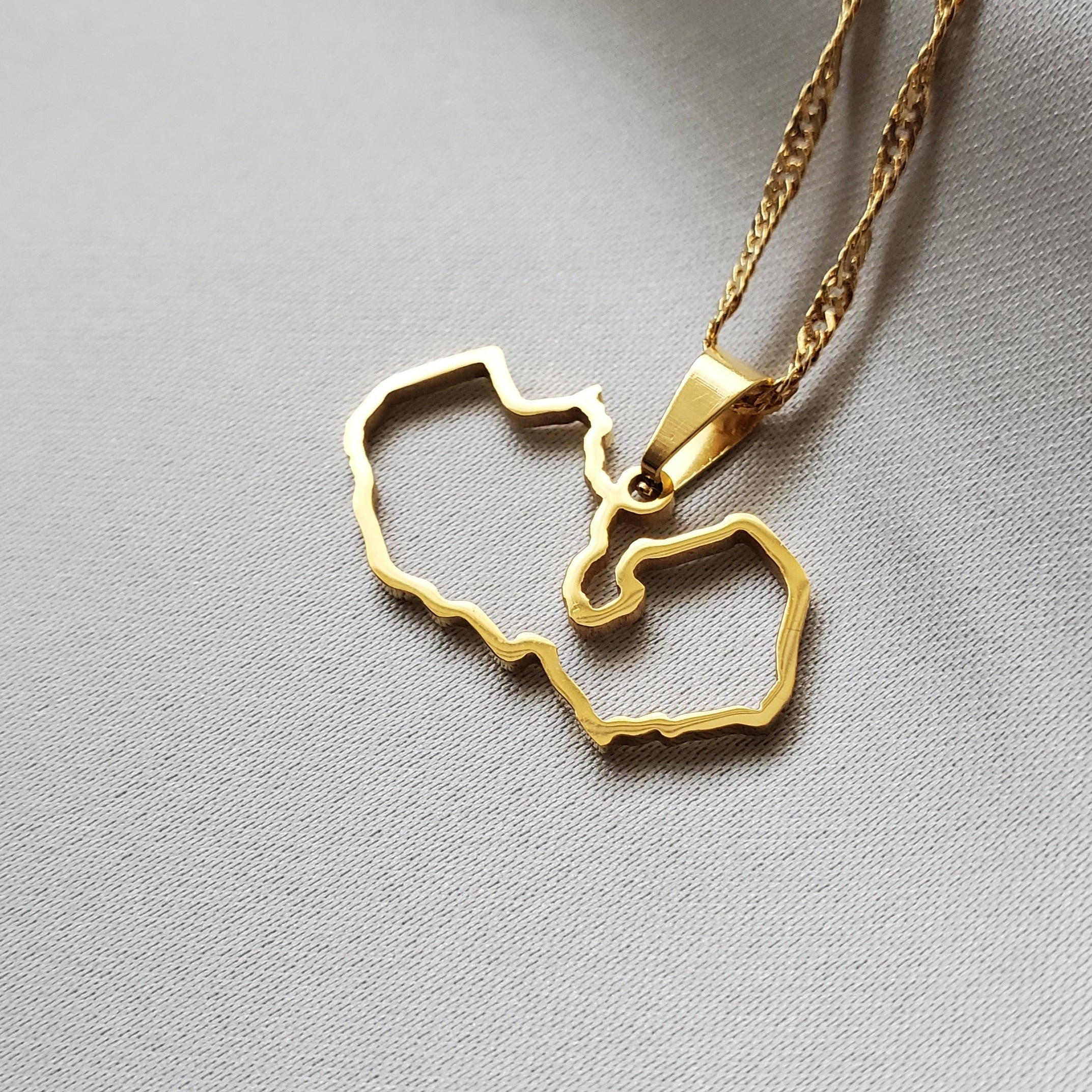 Zambia Outline Map Pendant - Iṣura