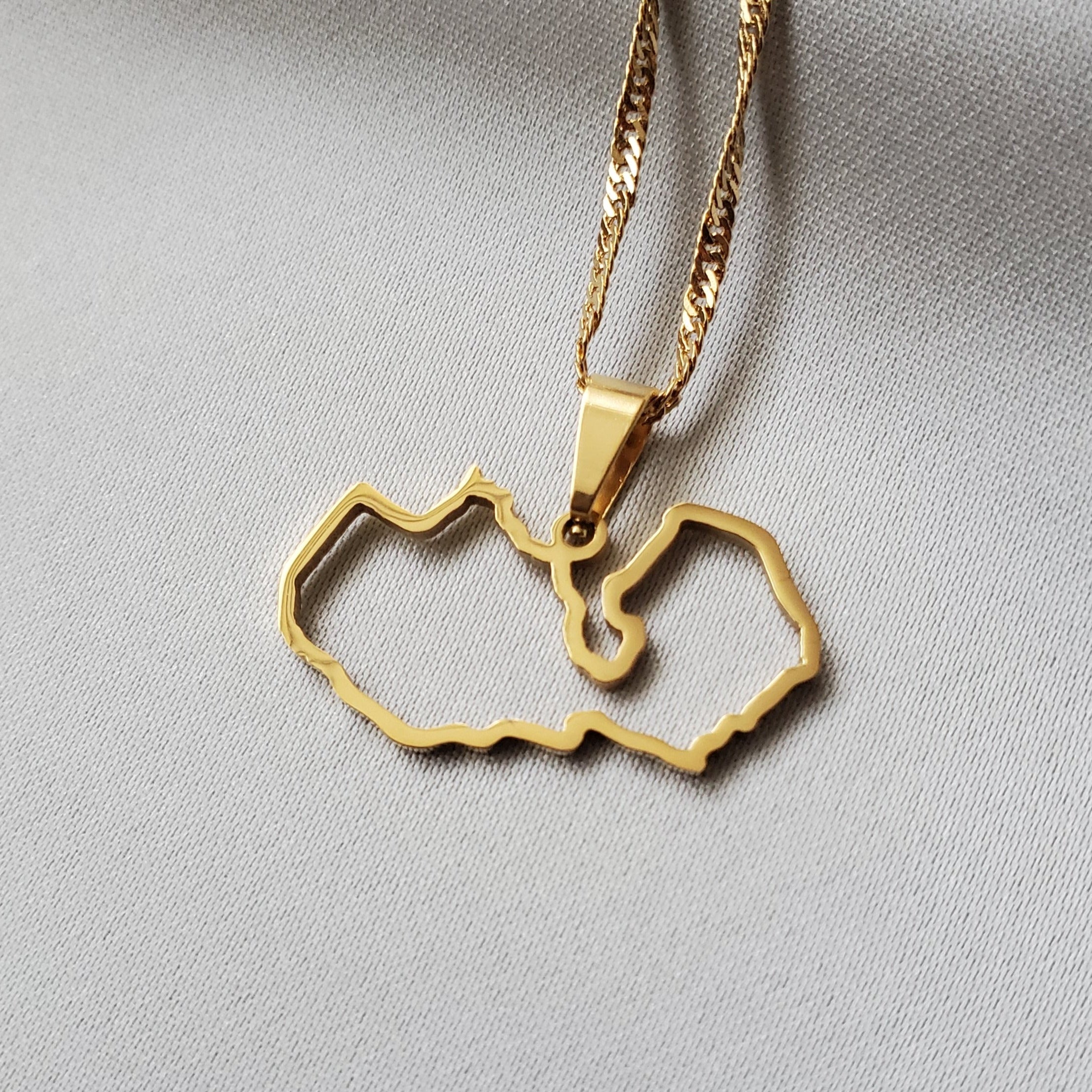 Zambia Outline Map Pendant - Iṣura