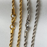 Rope Chain Silver Gold Stainless Steel Isura Jewellery