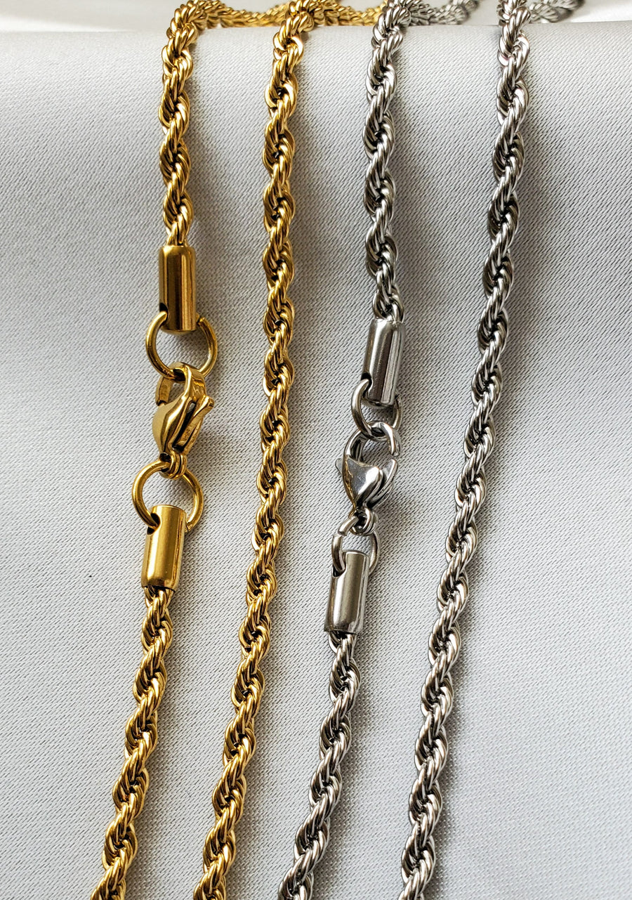 Rope Chain Silver Gold Stainless Steel Isura Jewellery