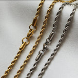 Rope Chain Silver Gold Stainless Steel Isura Jewellery