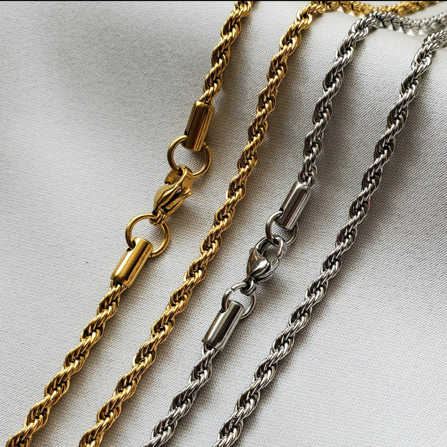 Rope Chain Silver Gold Stainless Steel Isura Jewellery