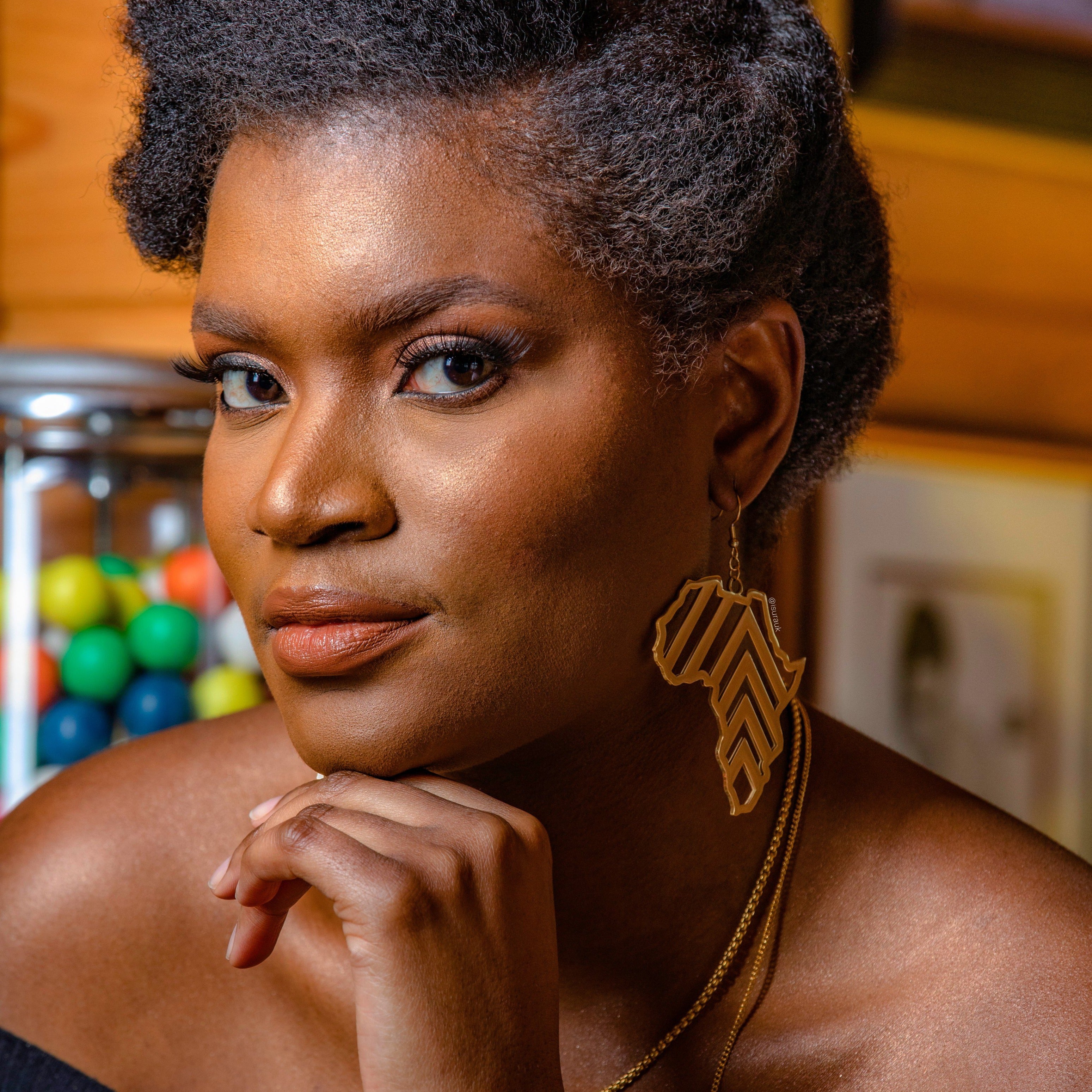 Africa Chevron Drop Earrings - Iṣura