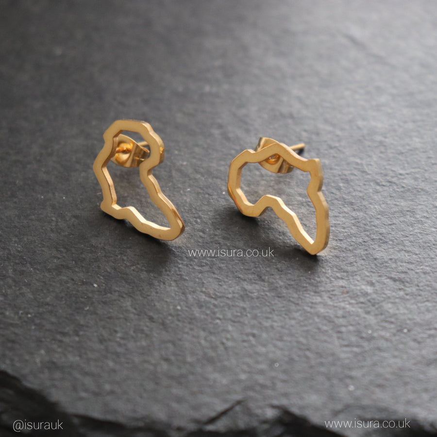Africa Hollow Stud Earrings Gold - Iṣura
