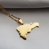 Dominican Republic Map Pendant Stainless Steel Gold Plated Non Tarnish Necklace