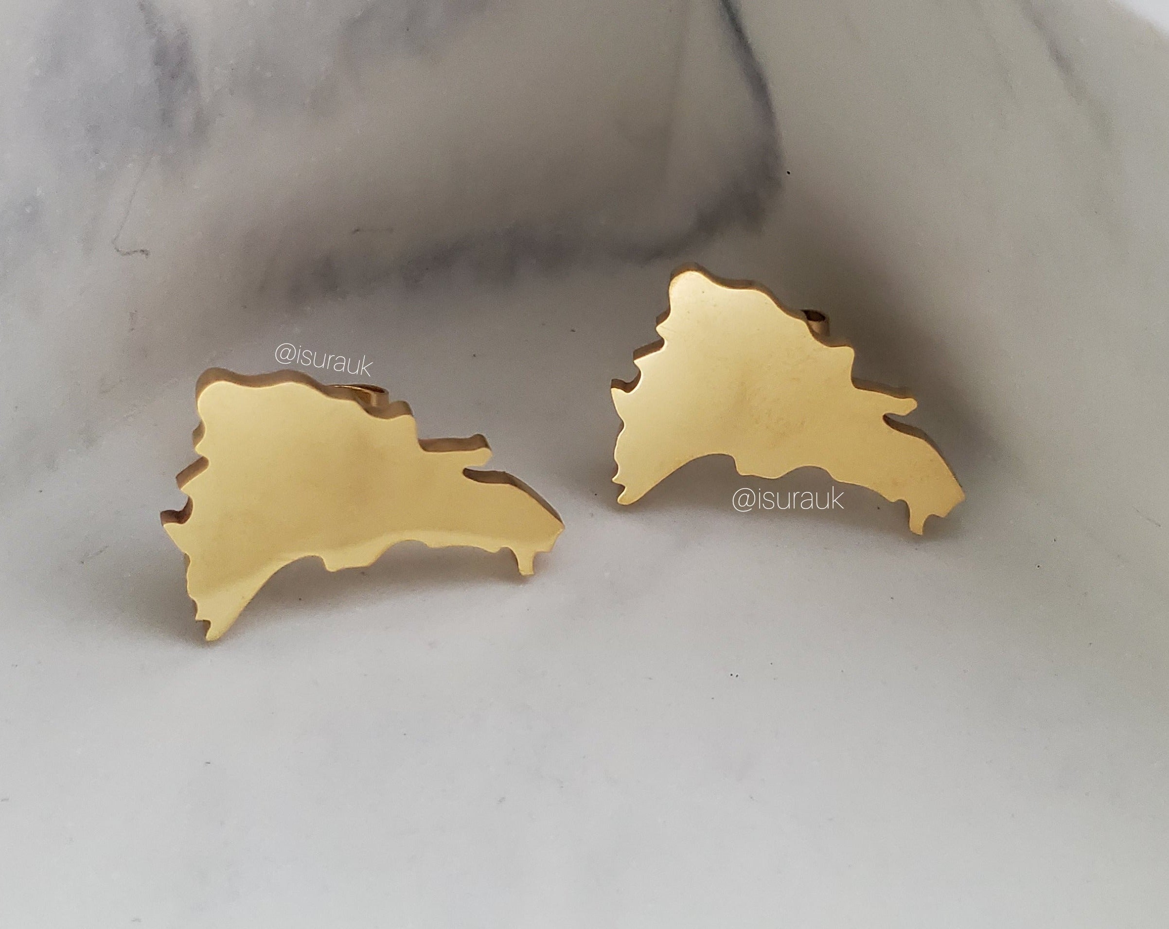 Iṣura Dominican Republic Stud Earrings Stainless Steel Gold Plated Non Tarnish Earrings Isura Jewellery