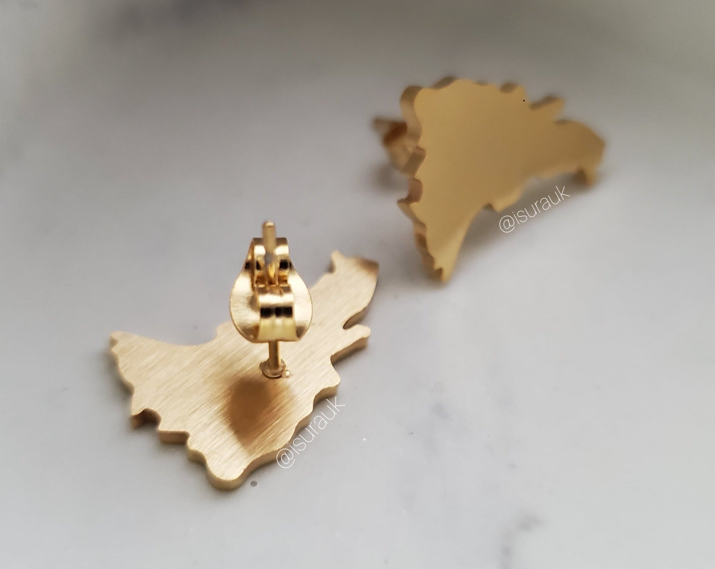 Iṣura Dominican Republic Stud Earrings Stainless Steel Gold Plated Non Tarnish Earrings Isura Jewellery