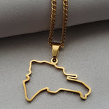 Iṣura - Dominican Republic Outline Pendant Necklace Stainless Steel Gold Plated Non Tarnish - Isura Jewellery