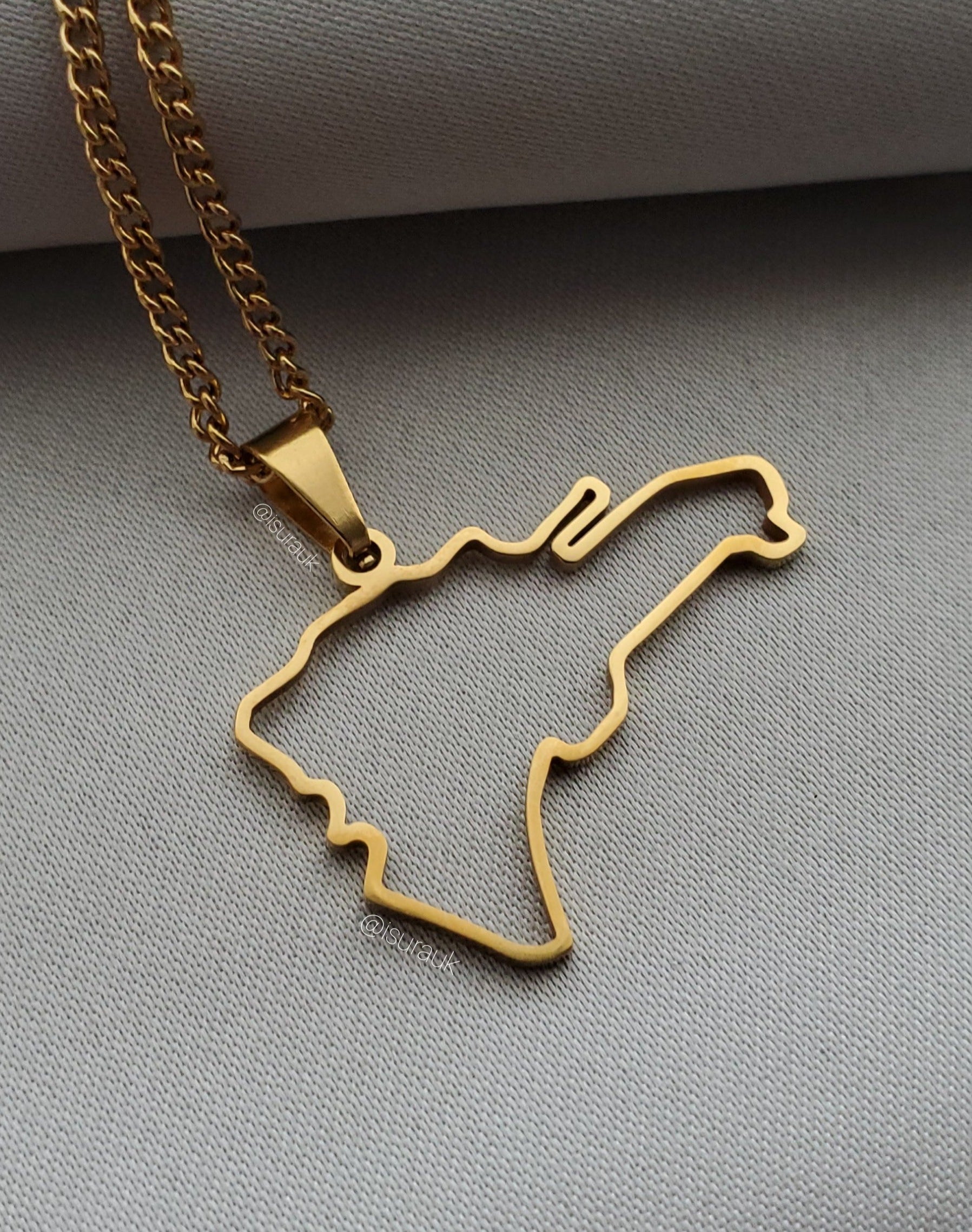 Iṣura - Dominican Republic Outline Pendant Necklace Stainless Steel Gold Plated Non Tarnish - Isura Jewellery