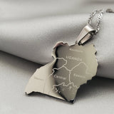 Iṣura - Uganda Map Pendant Necklace Stainless Steel Gold Plated Non Tarnish - Isura Jewellery