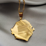 Sierra Leone Flag Pendant Gold - Stainless Steel - Isura Jewellery