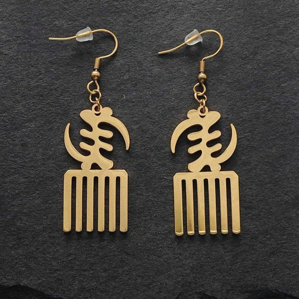 Gye Nyame Duafe Drop Earrings - Iṣura